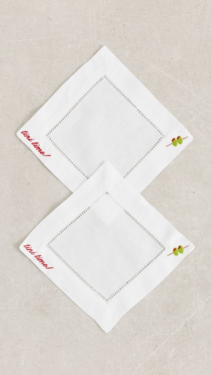 Tiny Toasts Linen Cocktail Monogram Napkins