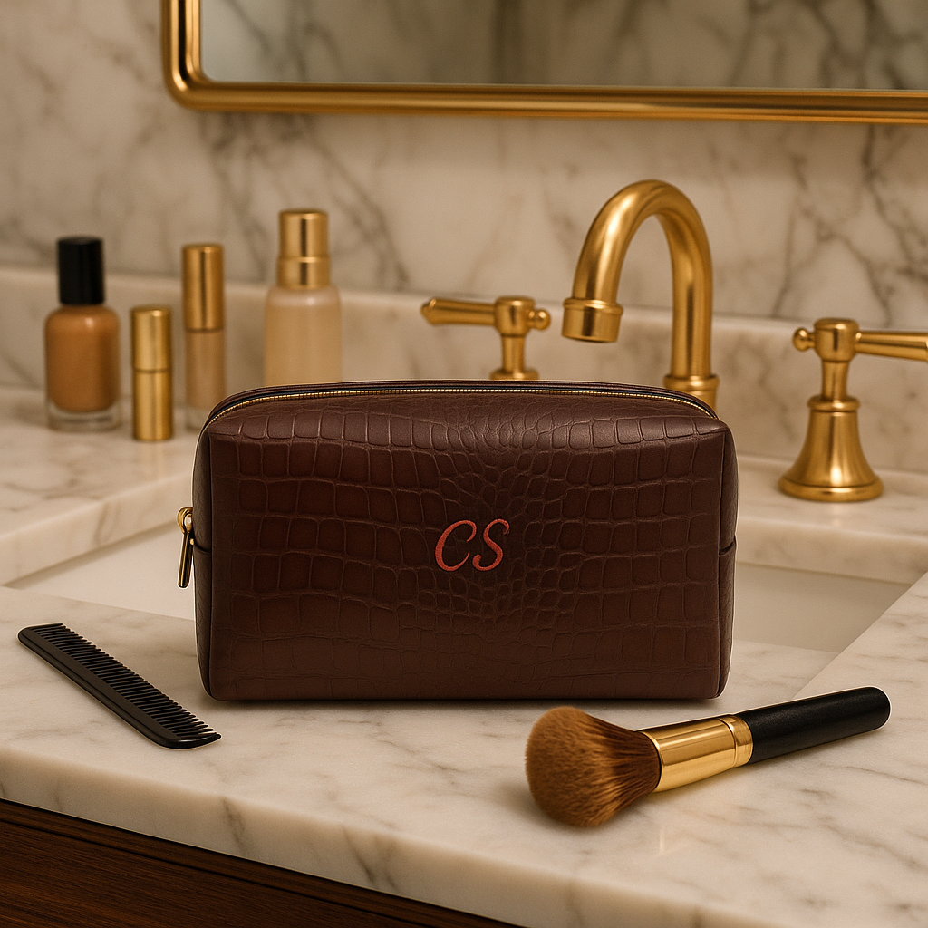 Black Crocette: Monogram Bag