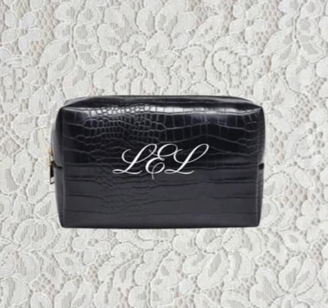 Black Crocette: Monogram Bag