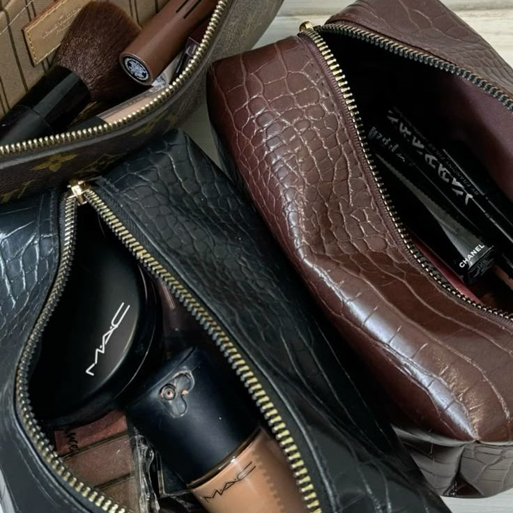 Brown Crocette: Monogram Bag