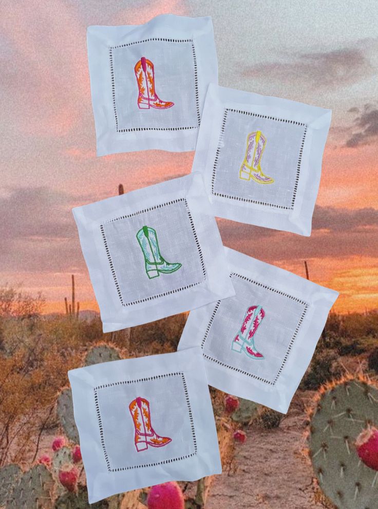 Tiny Toasts Linen Cocktail Monogram Napkins