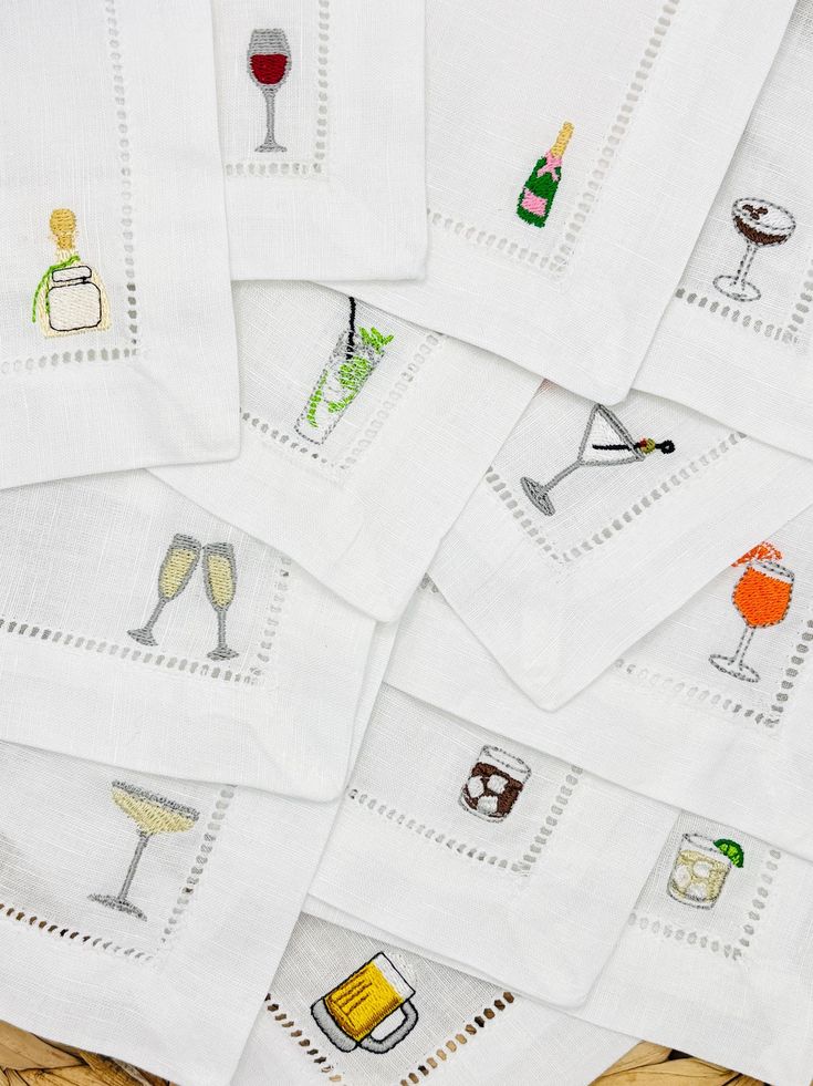 Tiny Toasts Linen Cocktail Monogram Napkins