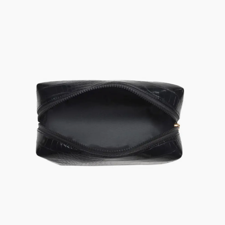 Black Crocette: Monogram Bag
